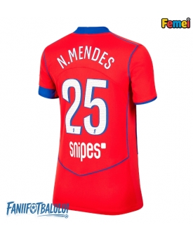 Paris Saint-Germain Nuno Mendes #25 Tricou Fotbal Replică 2025-26 Femei Treilea